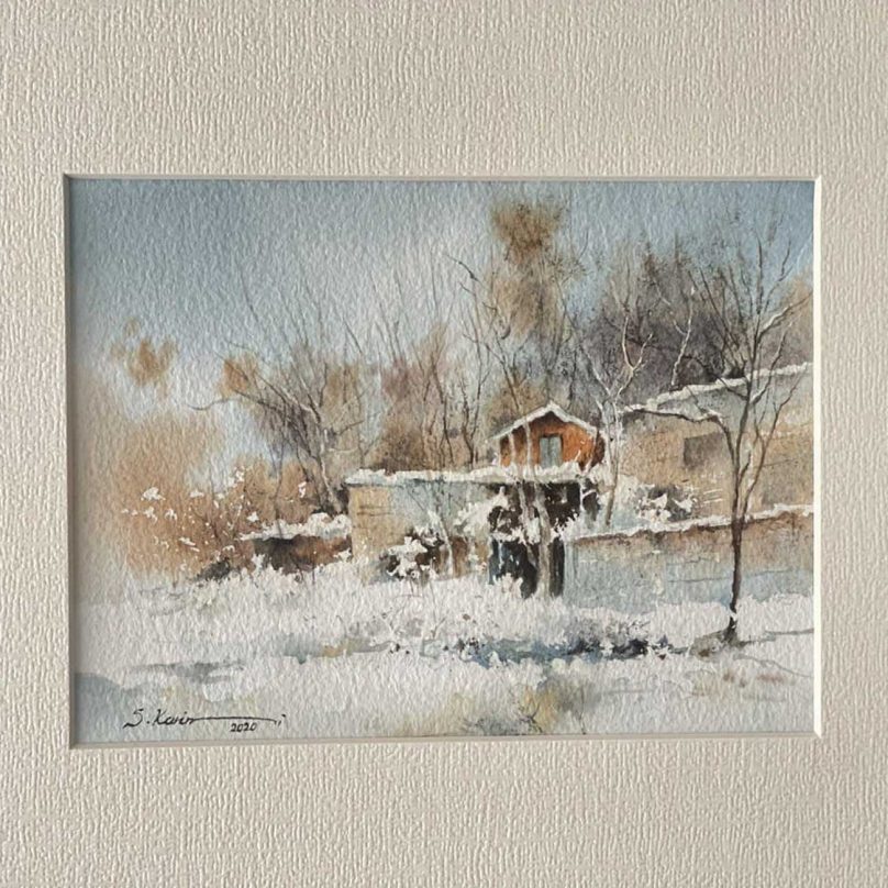 Snowy Farm Painting